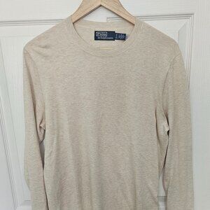 POLO RALPH LAUREN Cotton Knit Crewneck Sweater - Sand/Beige - Size Small